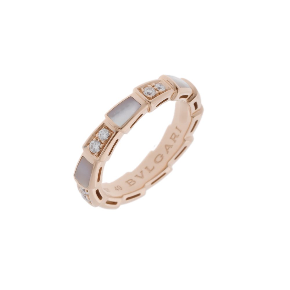 BVLGARI Serpenti Viper Diamond Shell #49 Size 9 Women's 18K Pink Gold PG Ring A - Picture 2 of 10